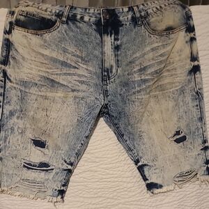 Men's Distressed Blue Denim Shorts